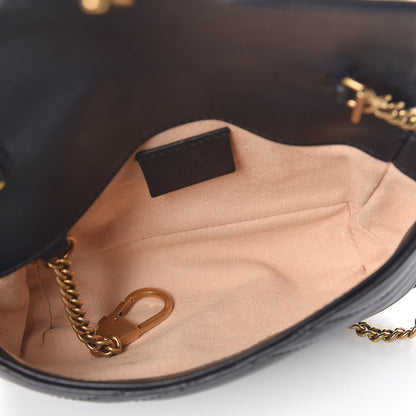 Gucci Calfskin Matelasse Super Mini GG Marmont Shoulder Bag Black 5 of 11