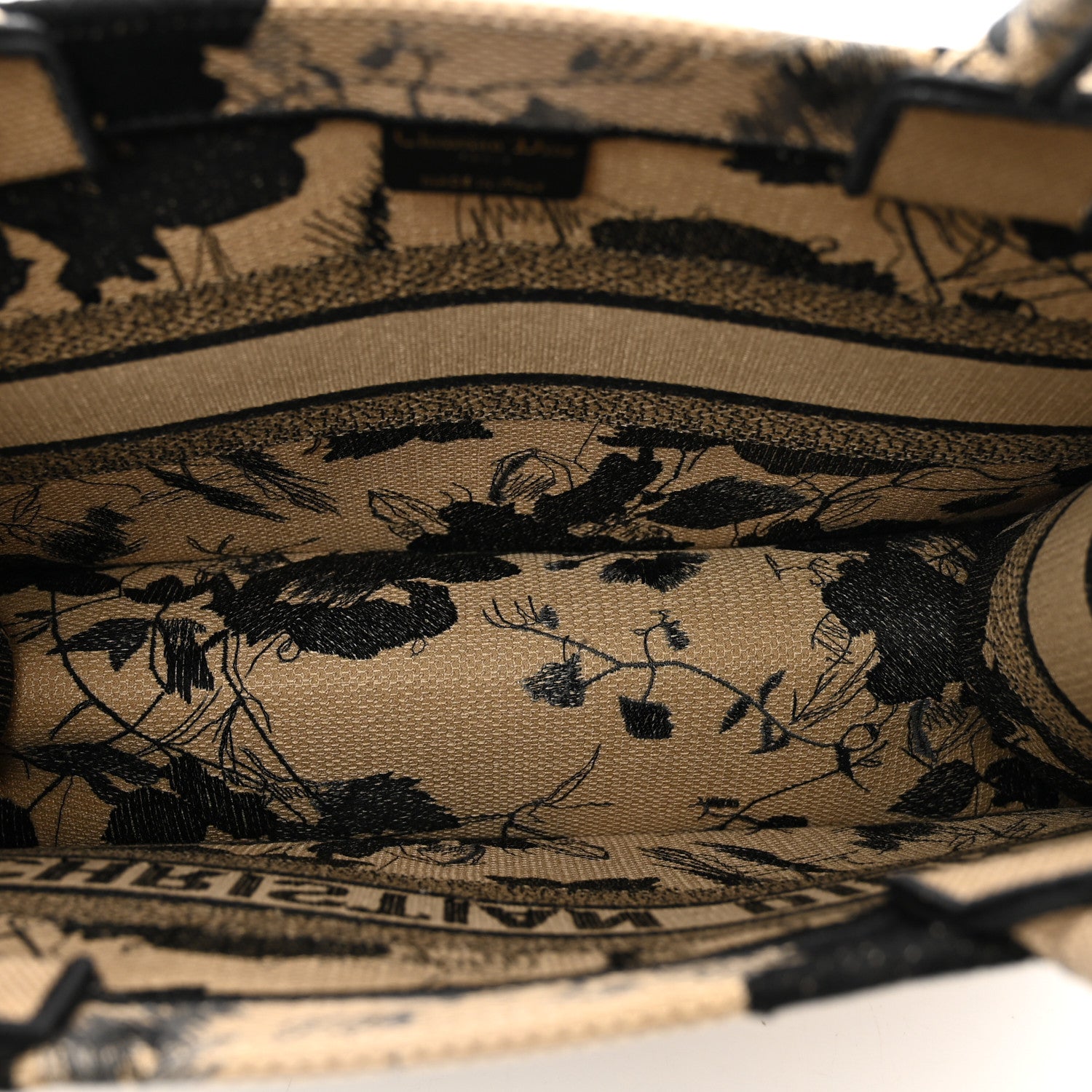 Christian Dior Canvas Embroidered Medium Fleurs Mystiques Book Tote Black Beige 6 of 10
