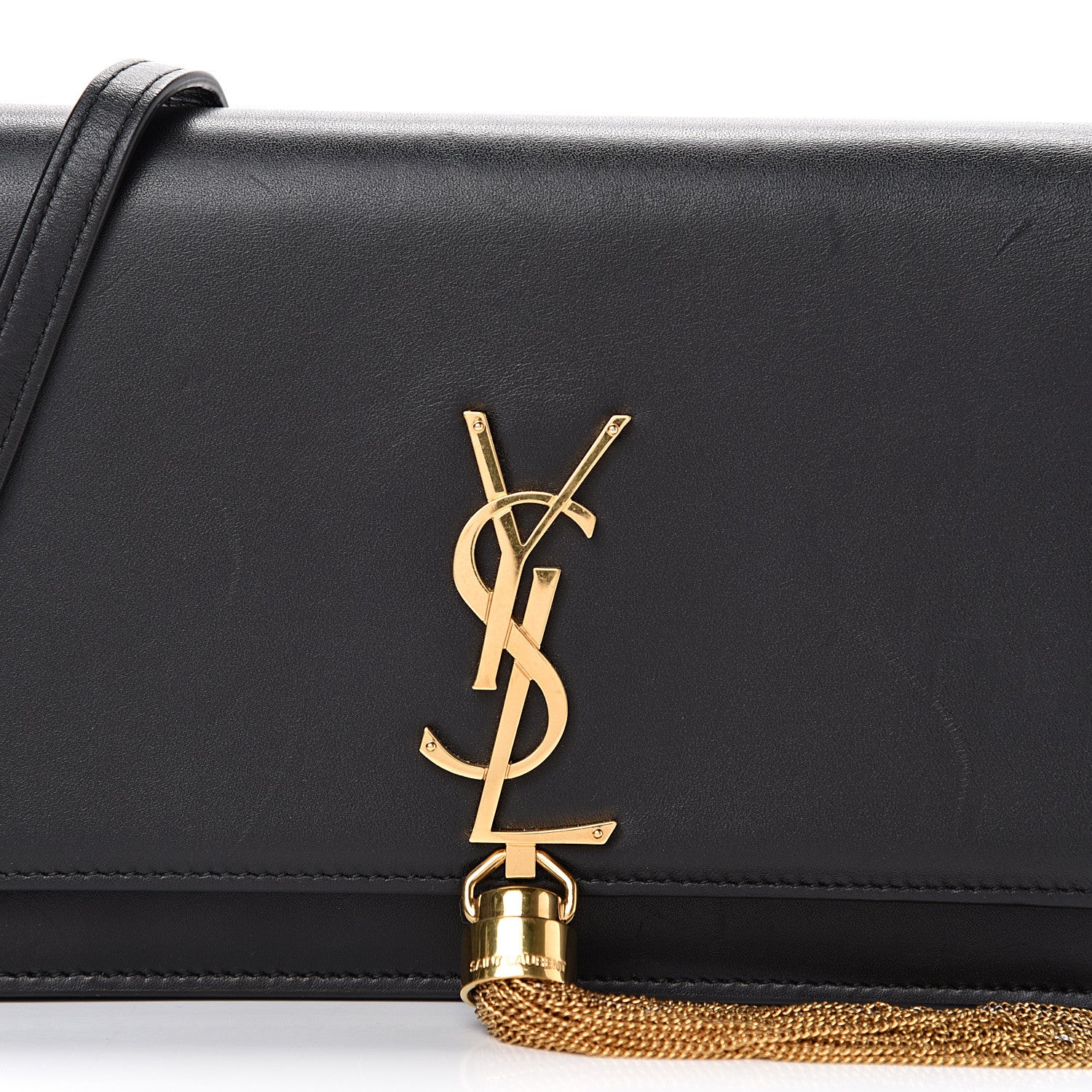 Saint Laurent Smooth Calfskin Classic Monogram Kate Tassel Chain Wallet Black 7 of 16