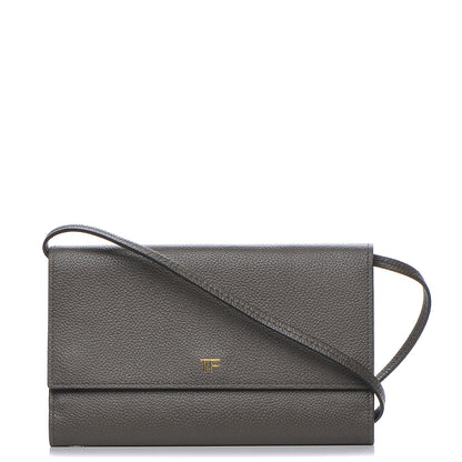 Tom Ford Pebbled Calfskin Wallet On Strap Graphite 1 of 7