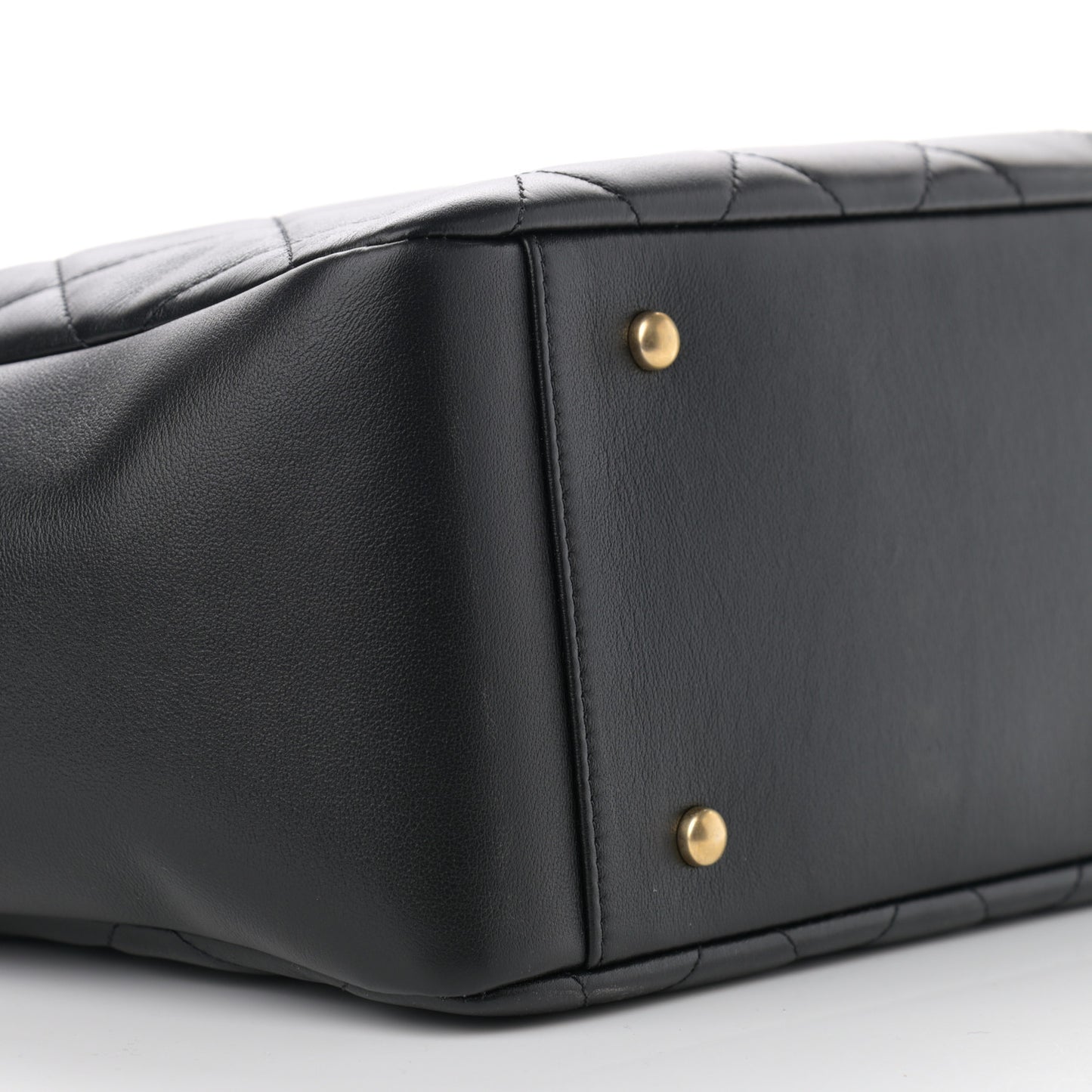 Calfskin Stitched Large Shopping Bag Black