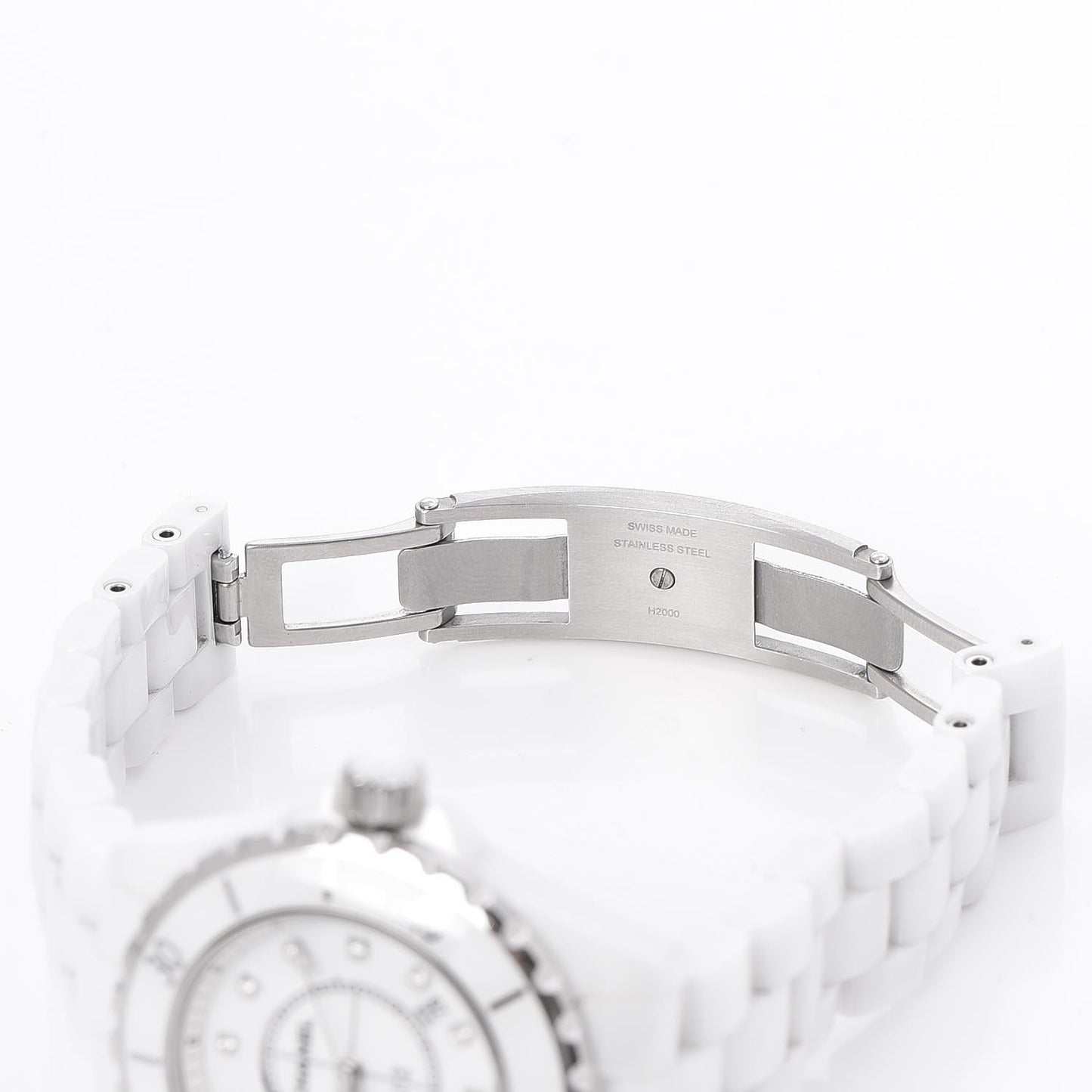 Stainless Steel Ceramic Diamond 33mm J12 Quartz Watch White