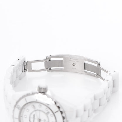 Chanel Stainless Steel Ceramic Diamond 33mm J12 Quartz Watch White 5 of 7
