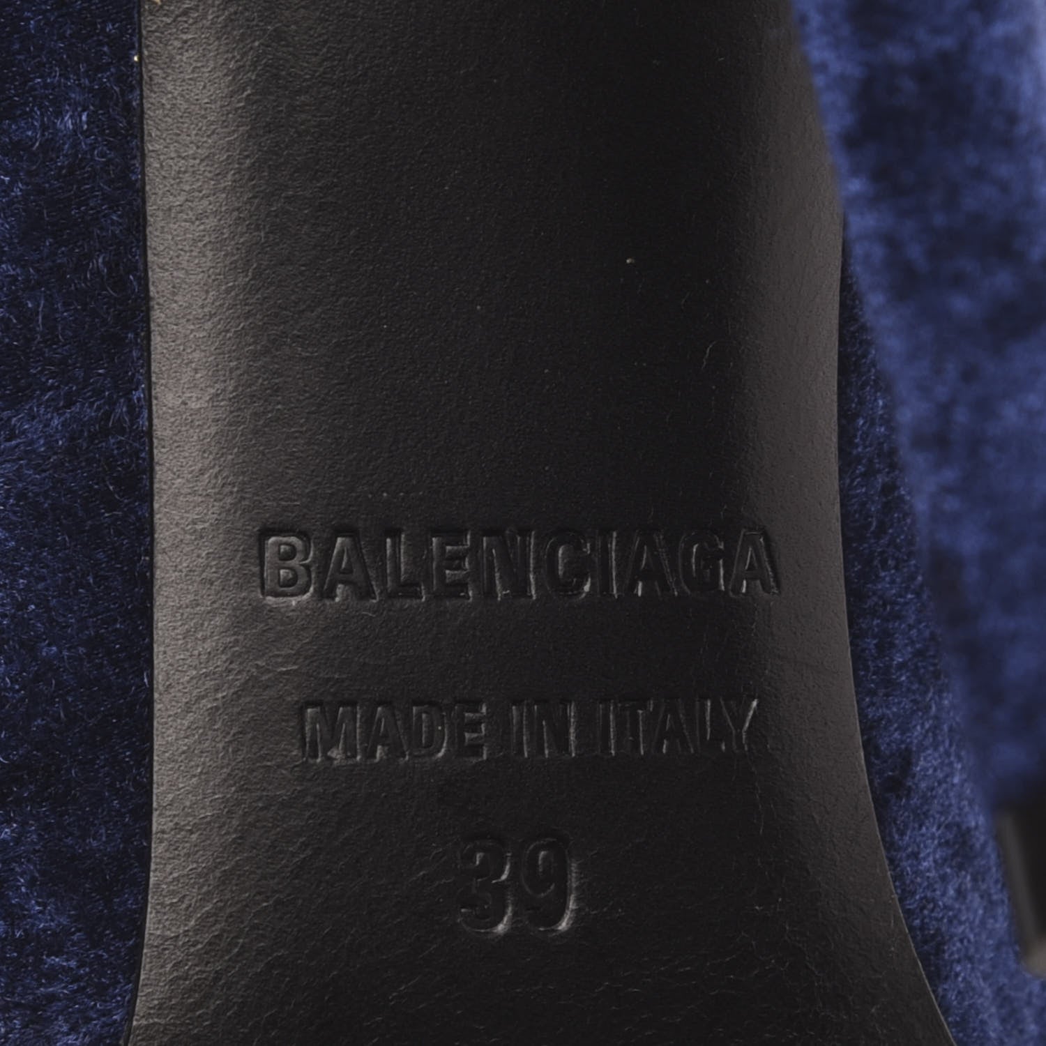 Balenciaga Velvet Extreme Pointed Toe Knife Booties 39 Navy 6 of 8