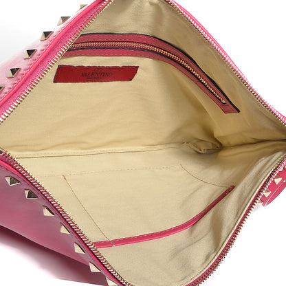 Valentino Garavani Vitello Oversized Rockstud Zip Wristlet Pouch Cyclamin 5 of 9