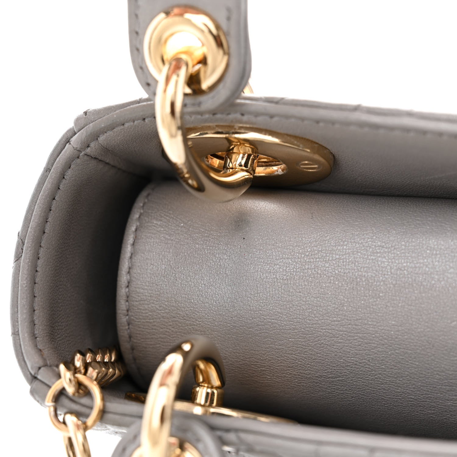 Christian Dior Metallic Lambskin Cannage Mini Lady Dior Grey 12 of 14