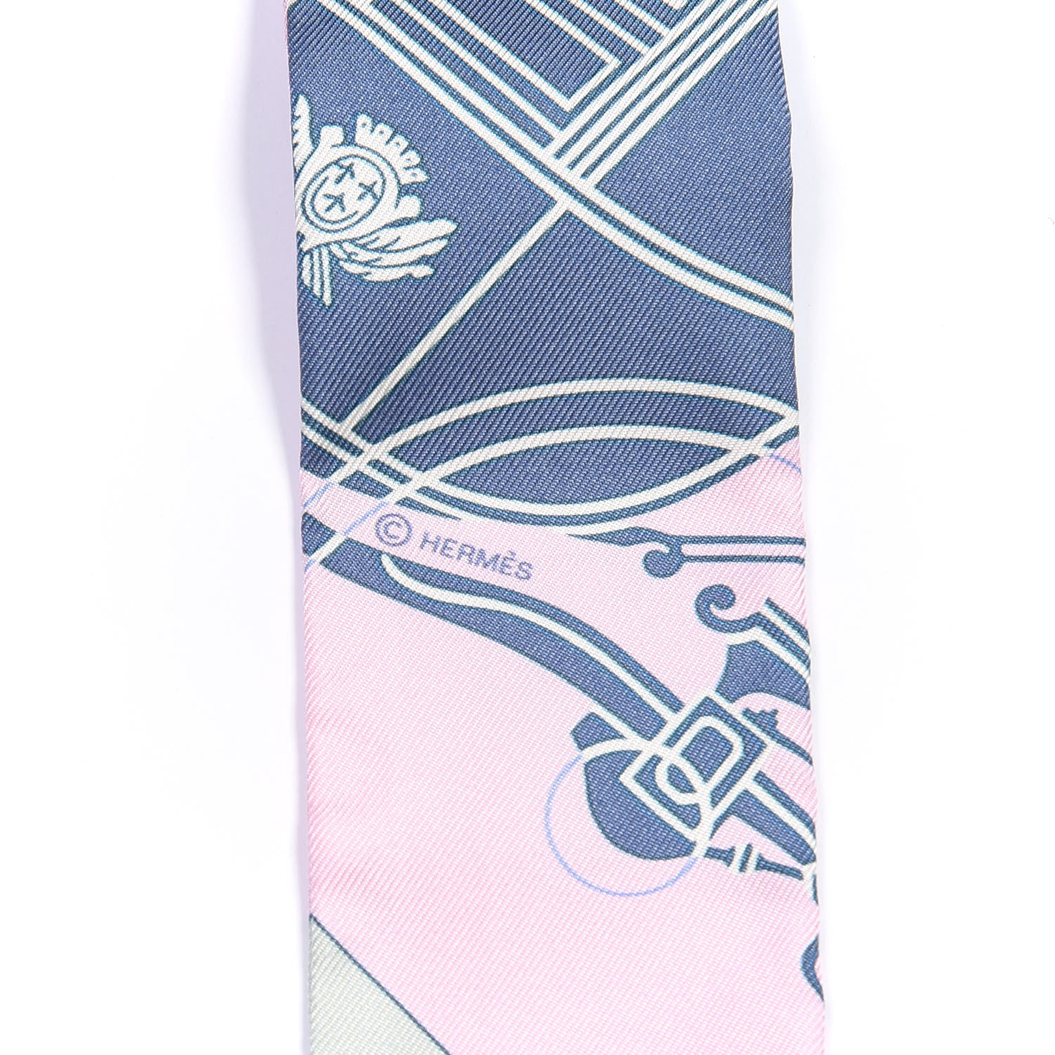 Hermes Silk Ex-Libris Twilly Rose Pale Vert Ocre 3 of 4