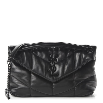 Saint Laurent Lambskin Quilted Small Loulou Puffer Monogram Chain Satchel Black 1 of 9