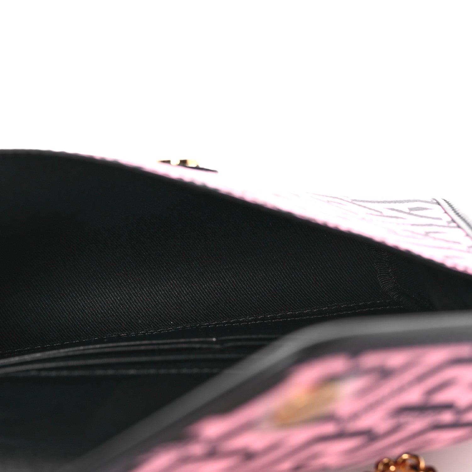 Versace Coated Canvas La Greca Signature Wallet On Chain Black Pink 5 of 12