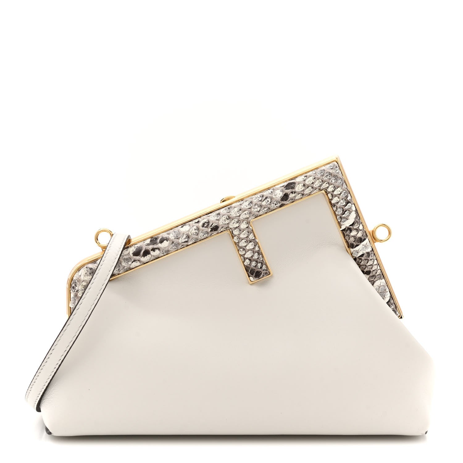 Fendi Shiny Nappa Snakeskin Small Fendi First White Roccia 1 of 10