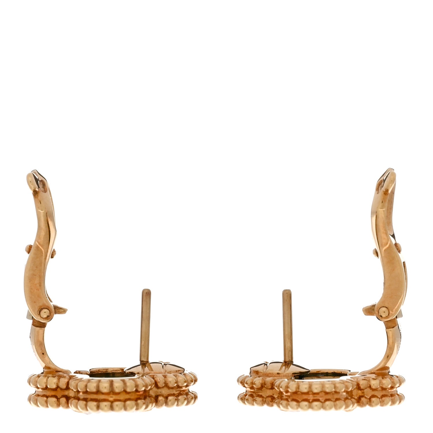 Van Cleef & Arpels 18K Yellow Gold Malachite Vintage Alhambra Earrings 3 of 4