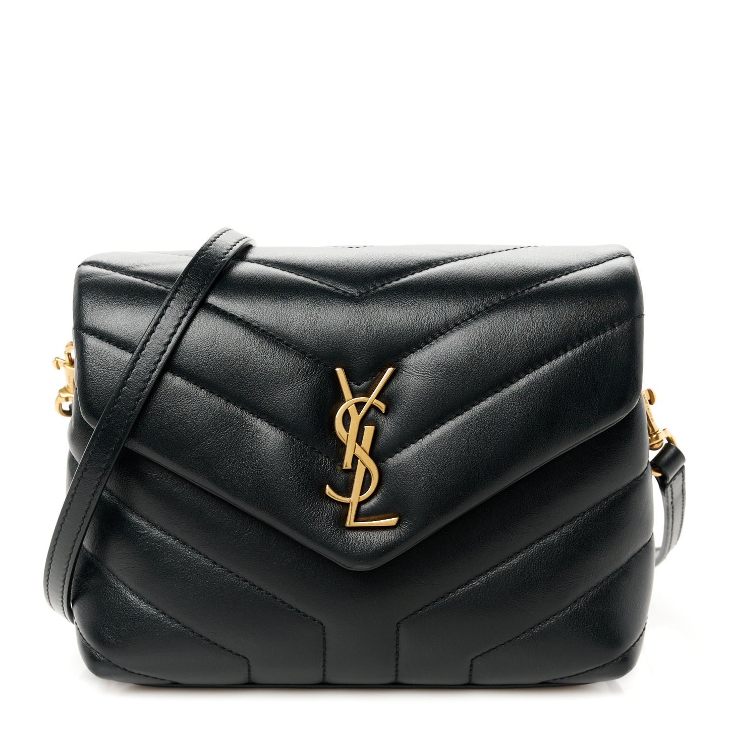 Calfskin Y Quilted Monogram Toy Loulou Crossbody Bag Black