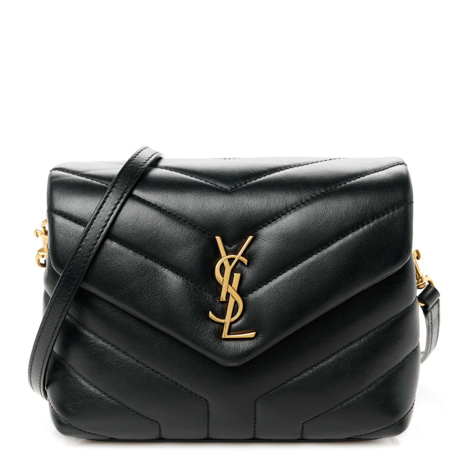Saint Laurent Calfskin Y Quilted Monogram Toy Loulou Crossbody Bag Black 1 of 12