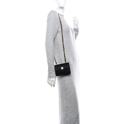 Chanel Satin Quilted Extra Mini Rectangular Flap Black 2 of 12
