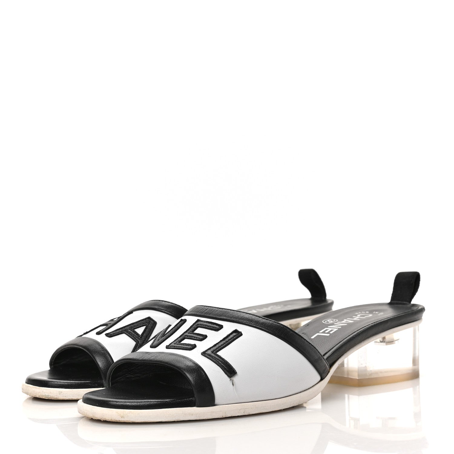Chanel PVC Lambskin Logo Mules 38 Black 7 of 14