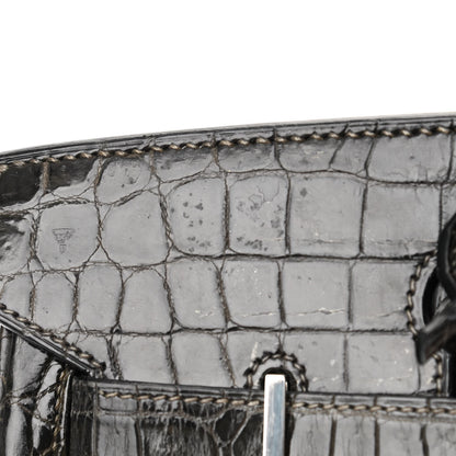 Hermes Shiny Niloticus Crocodile Birkin 30 Graphite 18 of 18