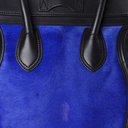 Celine Pony Hair Mini Tri-Color Luggage Royal Blue 11 of 13