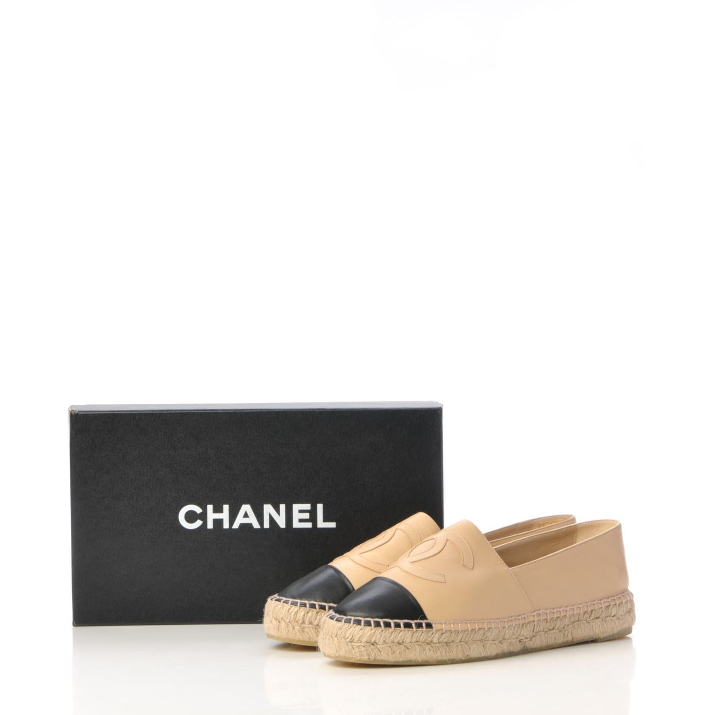 Lambskin CC Espadrilles 41 Beige Black