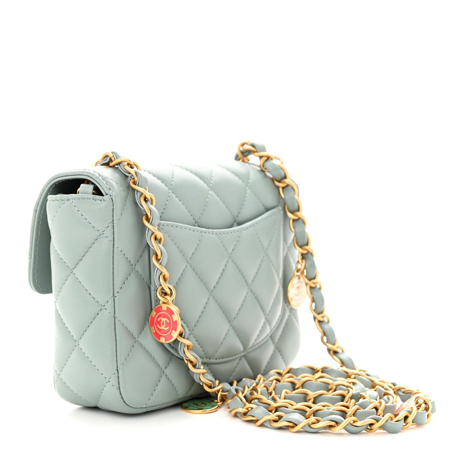 Chanel Lambskin Quilted Casino Chips Mini Square Flap Grey 3 of 12