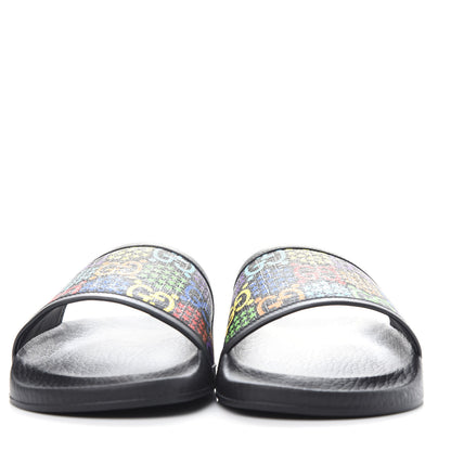 Gucci GG Supreme Monogram Psychedelic Slide Sandals 40 Black Multicolor 2 of 11