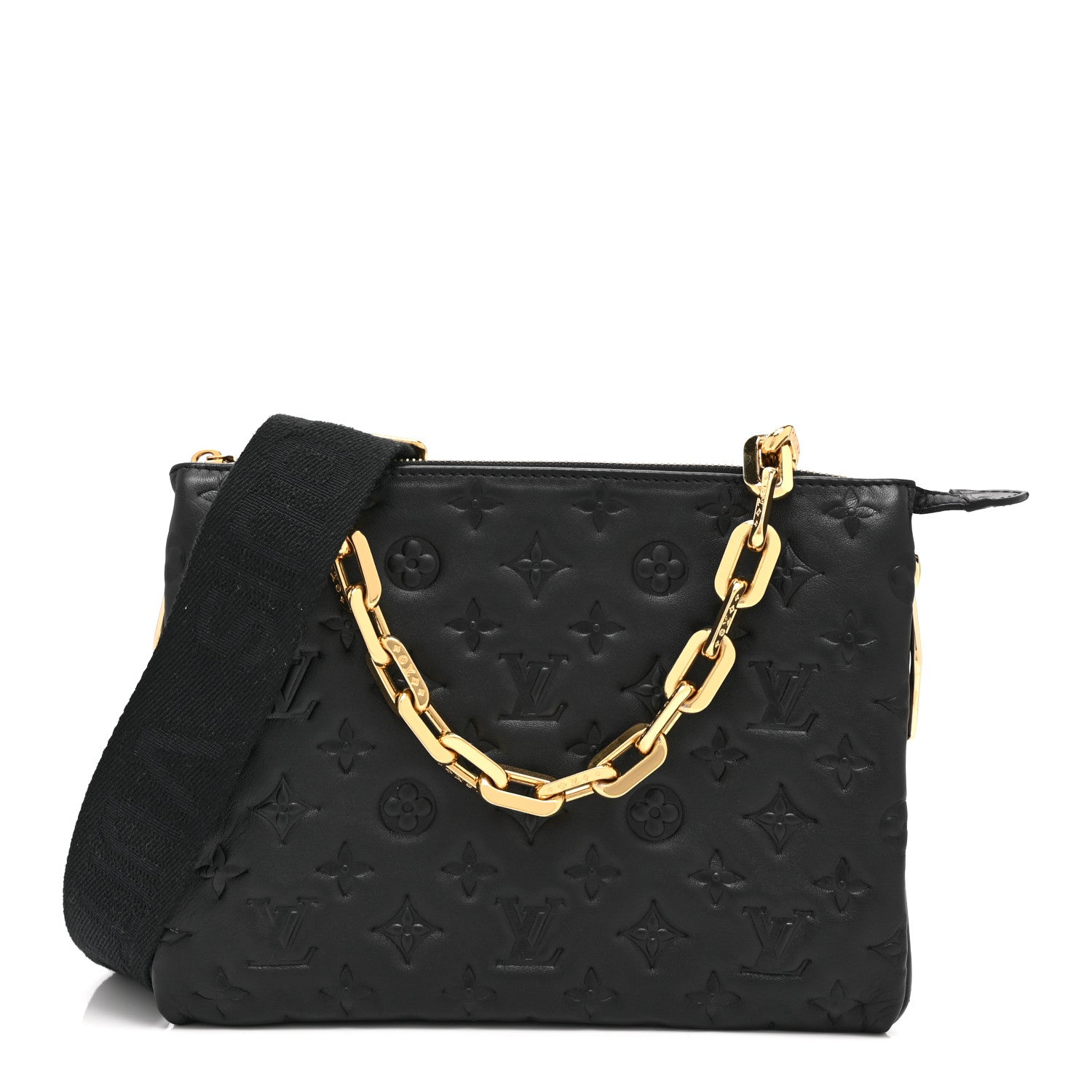 Louis Vuitton Lambskin Embossed Monogram Coussin PM Black 1 of 12