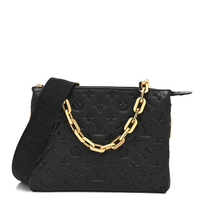 Louis Vuitton Lambskin Embossed Monogram Coussin PM Black 1 of 12