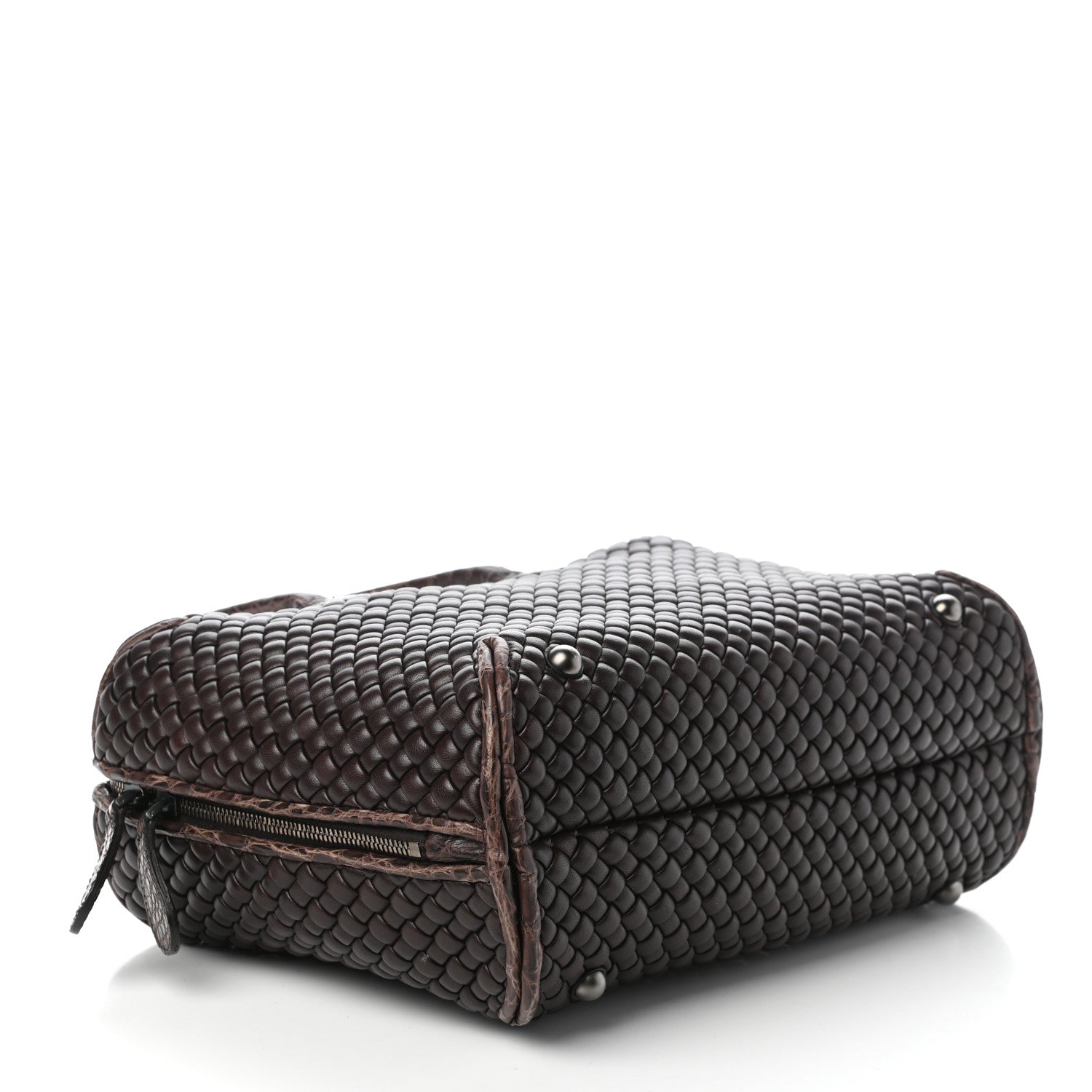 Bottega Veneta Crocodile Nappa Intrecciato Padded Travel Bag Brown 4 of 9