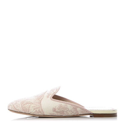 Christian Dior Canvas Toile De Jouy Embroidered Dior Off Flat Mules 38 Light Pink 1 of 9