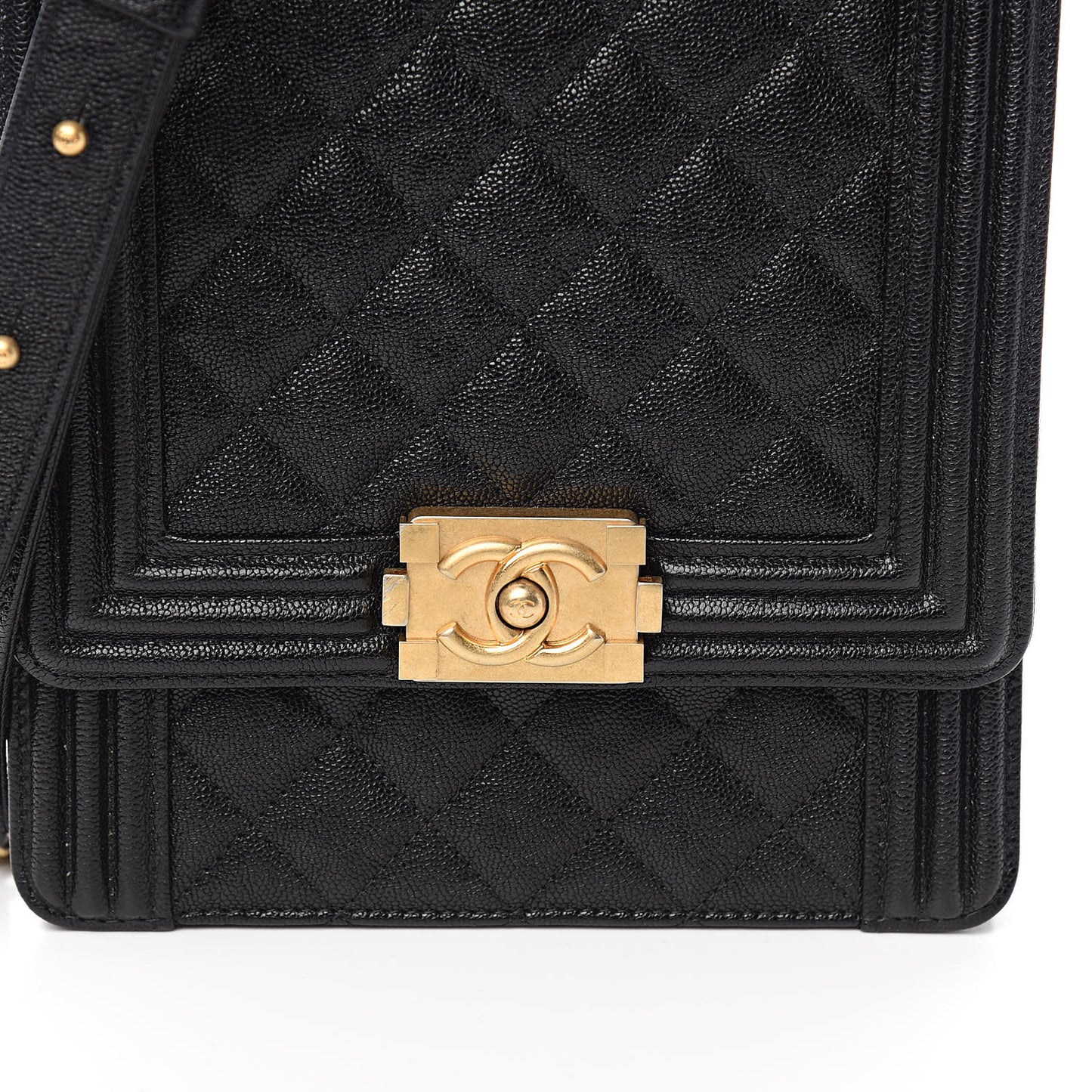 Caviar Quilted North South Boy Flap Black