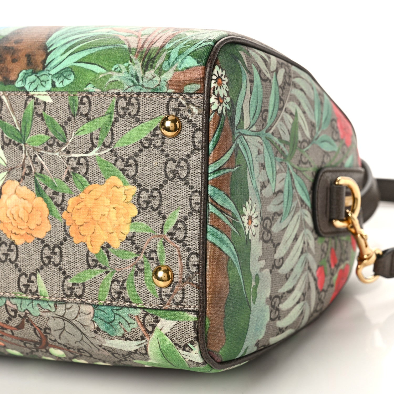 Gucci GG Supreme Monogram Tian Medium Boston Beige Multicolor New Acero 8 of 8