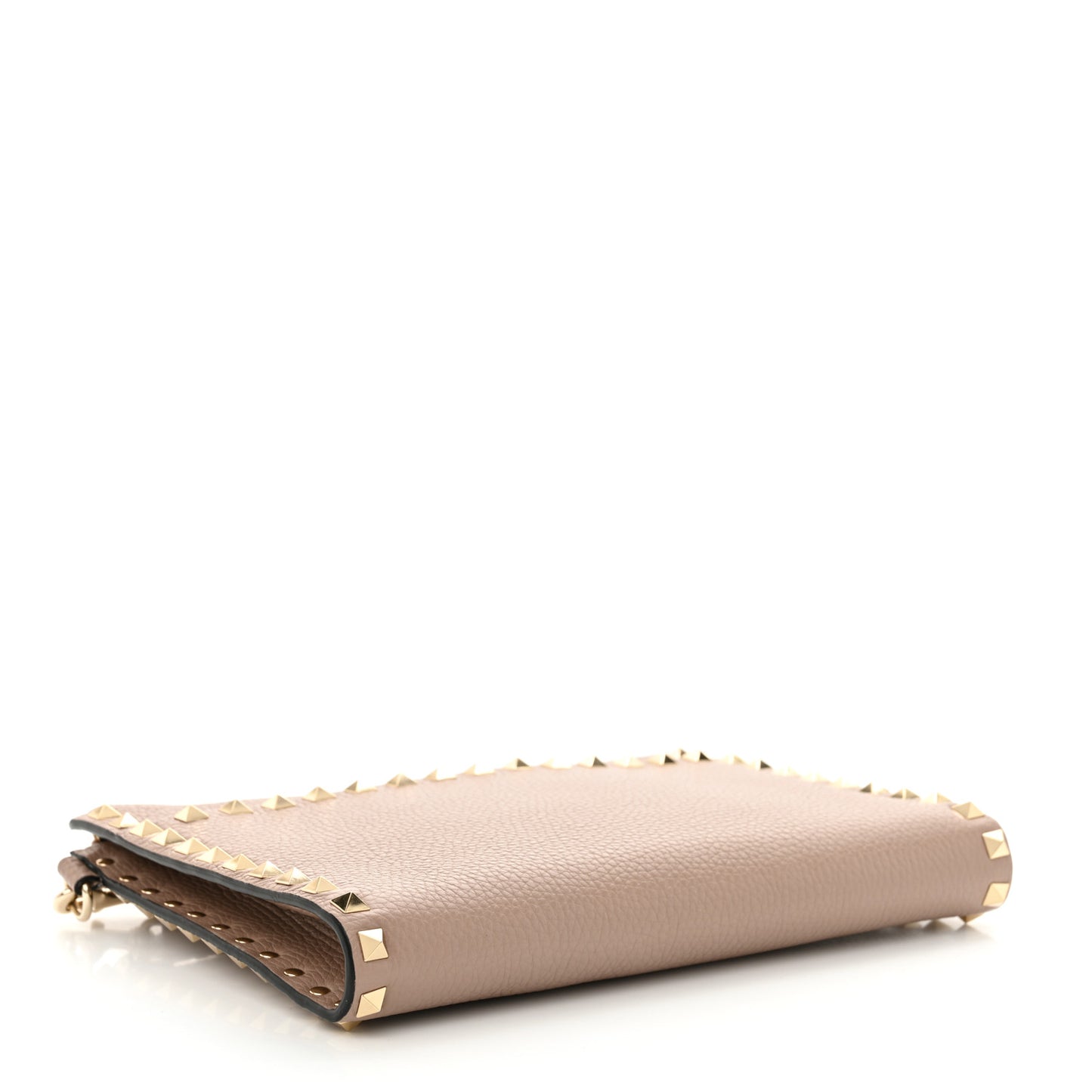 Pebbled Calfskin Medium Rockstud Flat Pouch Poudre