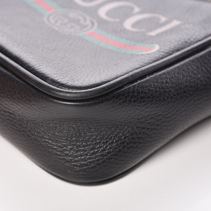 Gucci Grained Calfskin Logo Messenger Bag Black 10 of 13