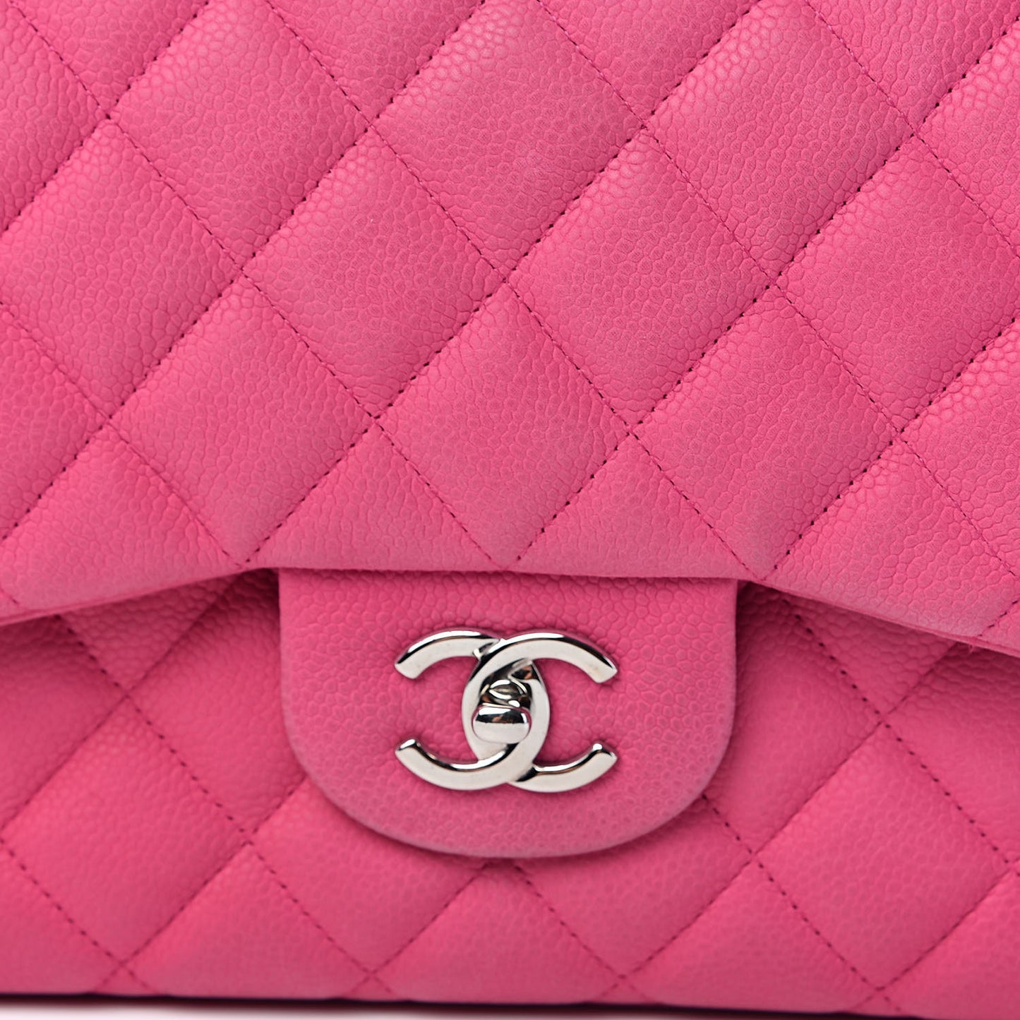Iridescent Caviar Quilted Jumbo Double Flap Pink