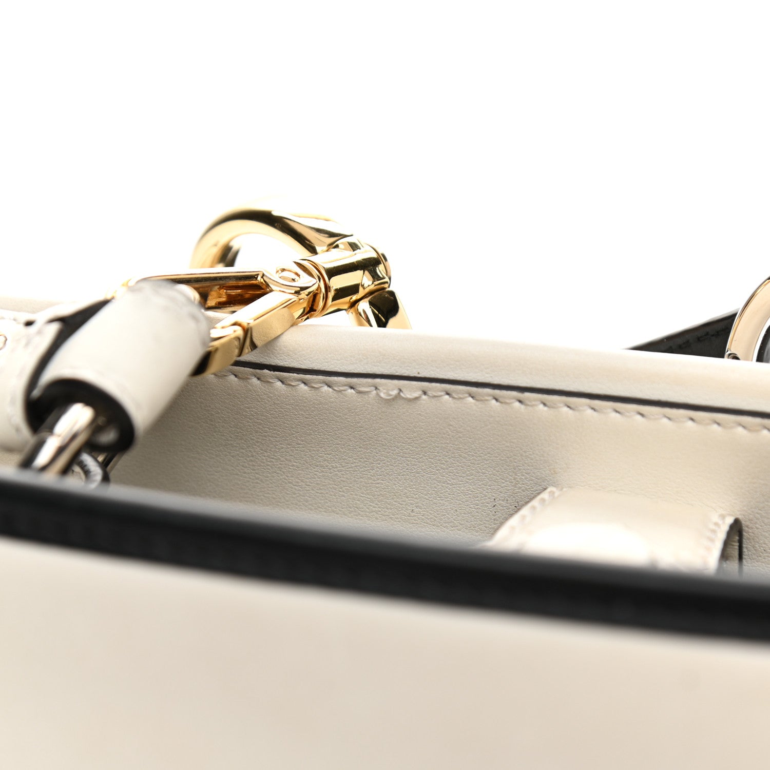 Fendi Vitello Century Opaco F is Fendi Bi-Color Small Runaway Satchel White Ice Black 12 of 15