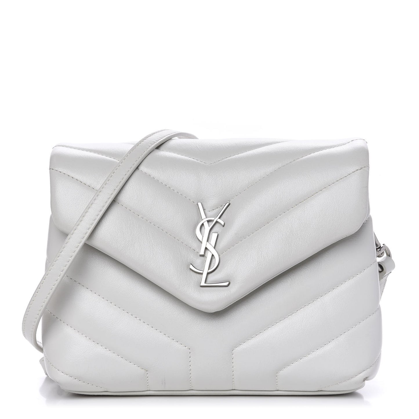 Calfskin Y Quilted Monogram Toy Loulou Chain Satchel Ivory