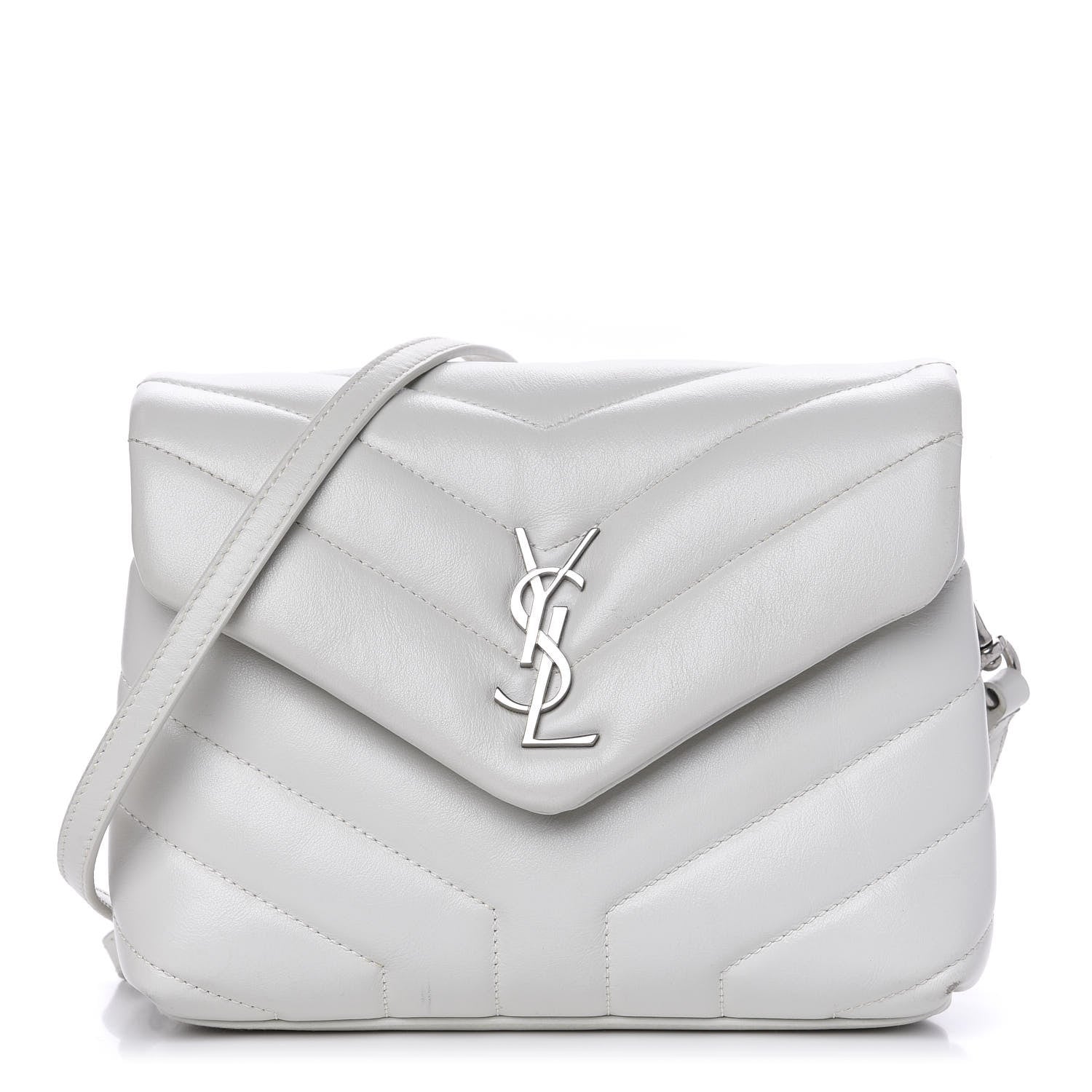 Saint Laurent Calfskin Y Quilted Monogram Toy Loulou Chain Satchel Ivory 1 of 9