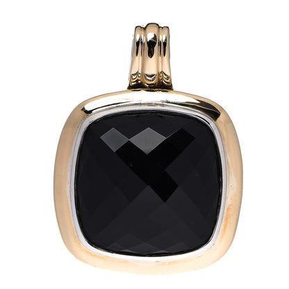 David Yurman Sterling Silver 18K Yellow Gold Black Onyx 20mm Albion Enhancer Pendant 1 of 3