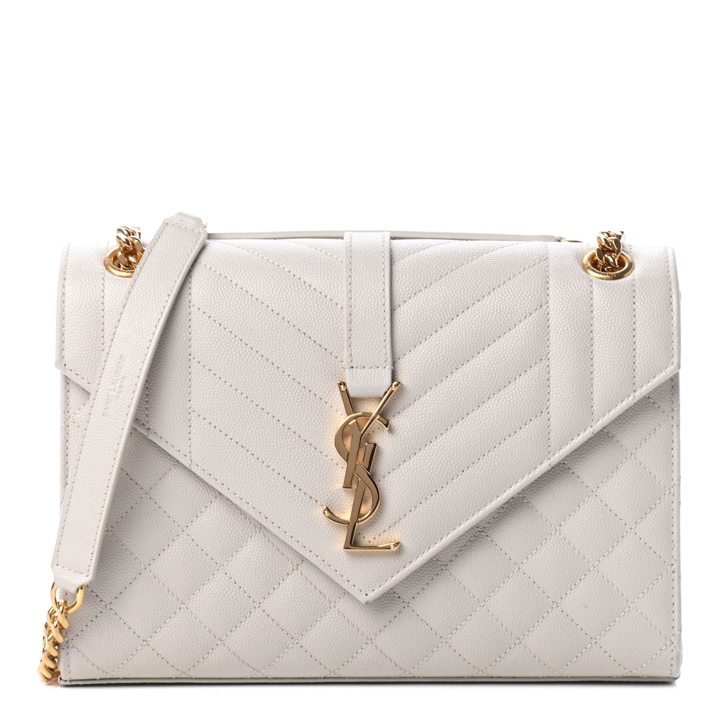 Grain De Poudre Textured Mixed Matelasse Medium Triquilt Monogram Satchel Porcellana