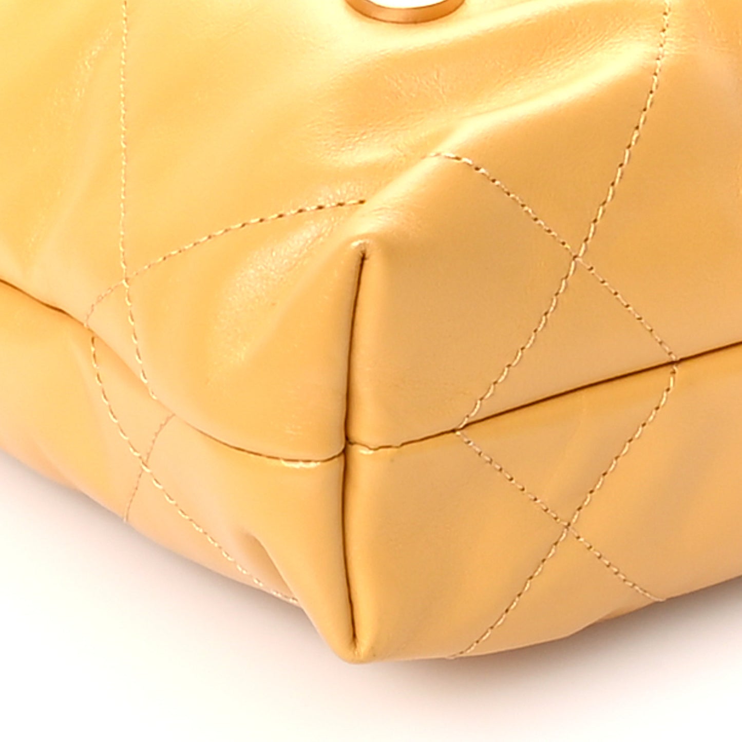 Shiny Calfskin Quilted Mini Chanel 22 Yellow