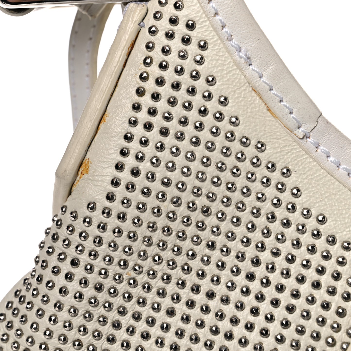 Calfskin Studded Hobo White