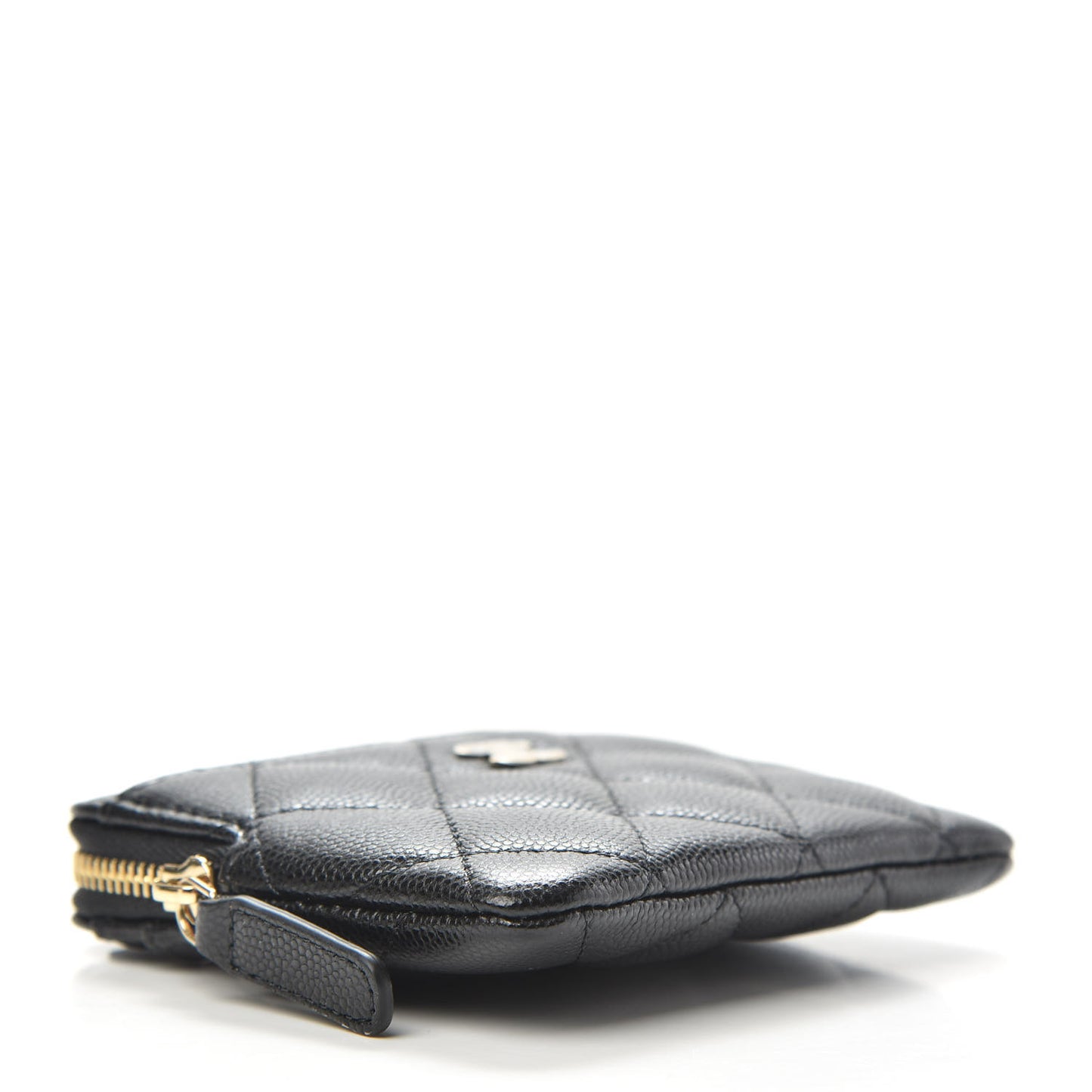 Caviar Quilted Zip Card Holder Wallet Black