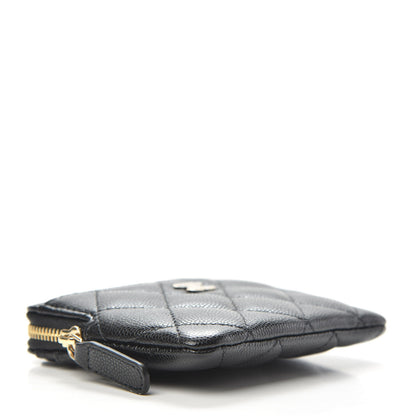 Chanel Caviar Quilted Zip Card Holder Wallet Black 4 of 8