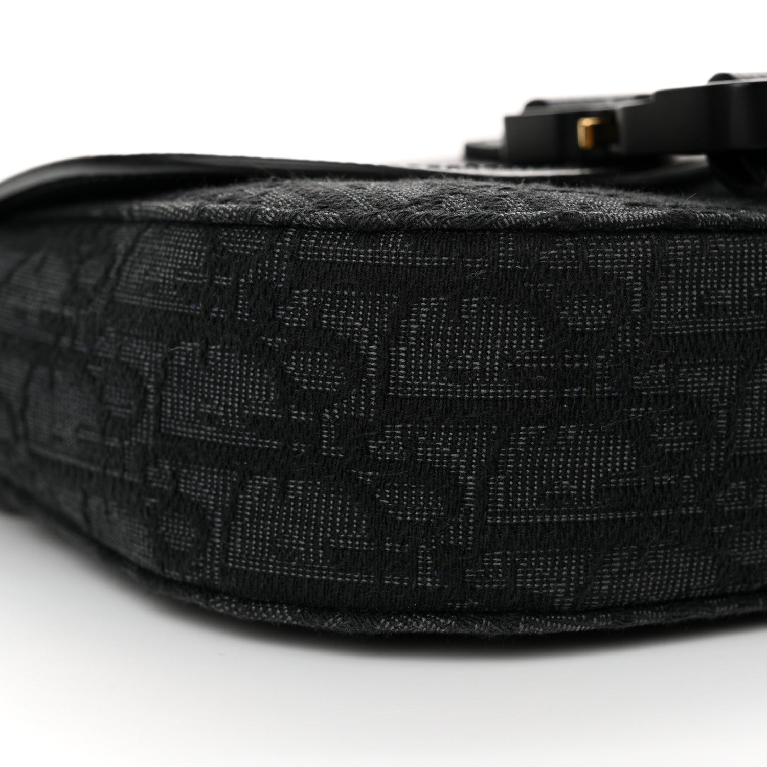 Christian Dior Oblique Jacquard Grained Calfskin Mini Saddle Messenger Bag With Flap Black 10 of 13