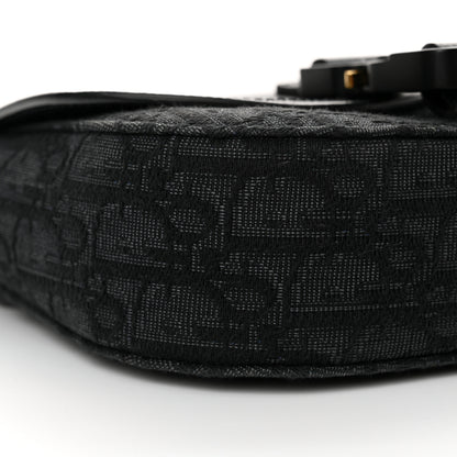 Christian Dior Oblique Jacquard Grained Calfskin Mini Saddle Messenger Bag With Flap Black 10 of 13