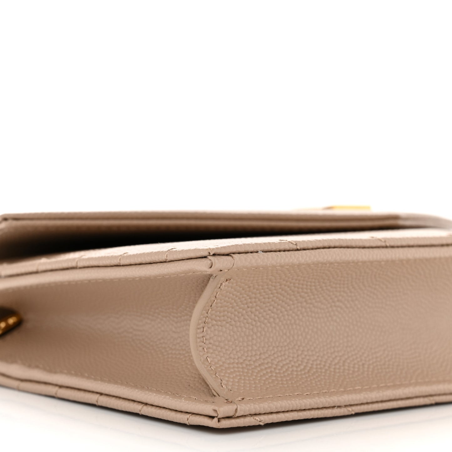 Grain De Poudre Matelasse Chevron Monogram Envelope Chain Wallet Dark Beige