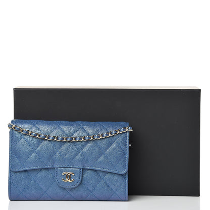 Chanel Iridescent Caviar Quilted Classic Clutch With Chain Dark Blue 9 of 9