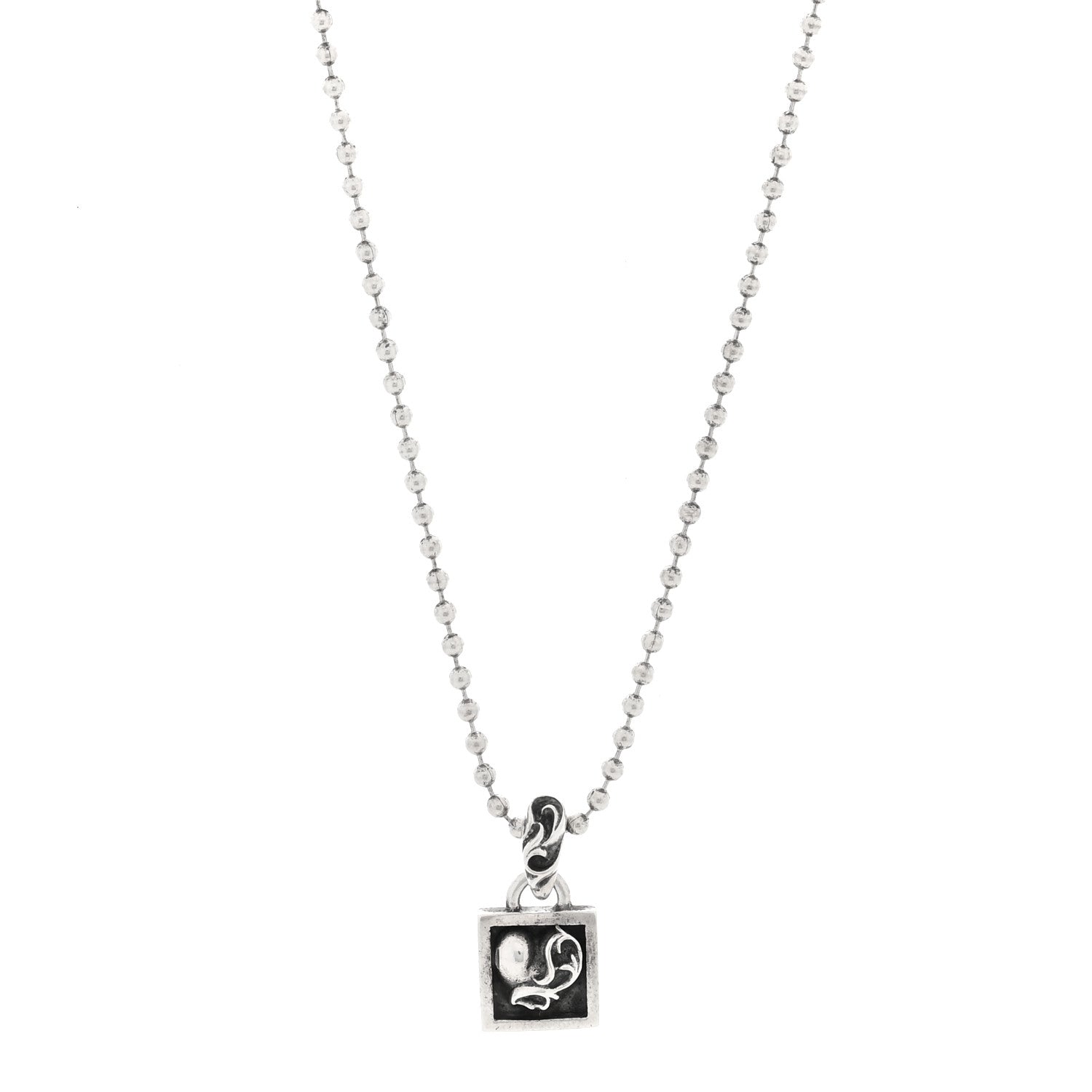 Chrome Hearts Sterling Silver Framed Heart Pendant Necklace 1 of 5