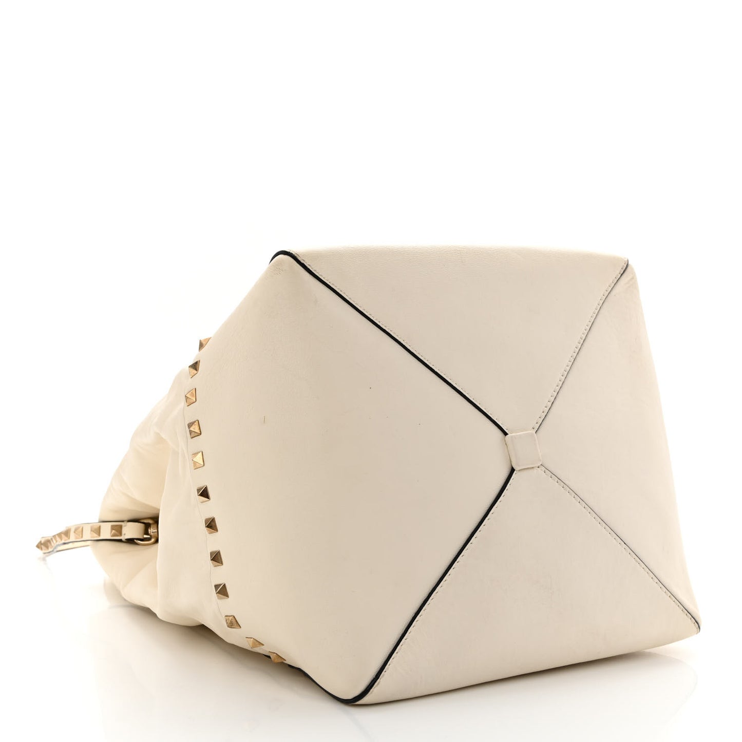 Vitello Rockstud All Over New Dome Bucket Tote Ivory