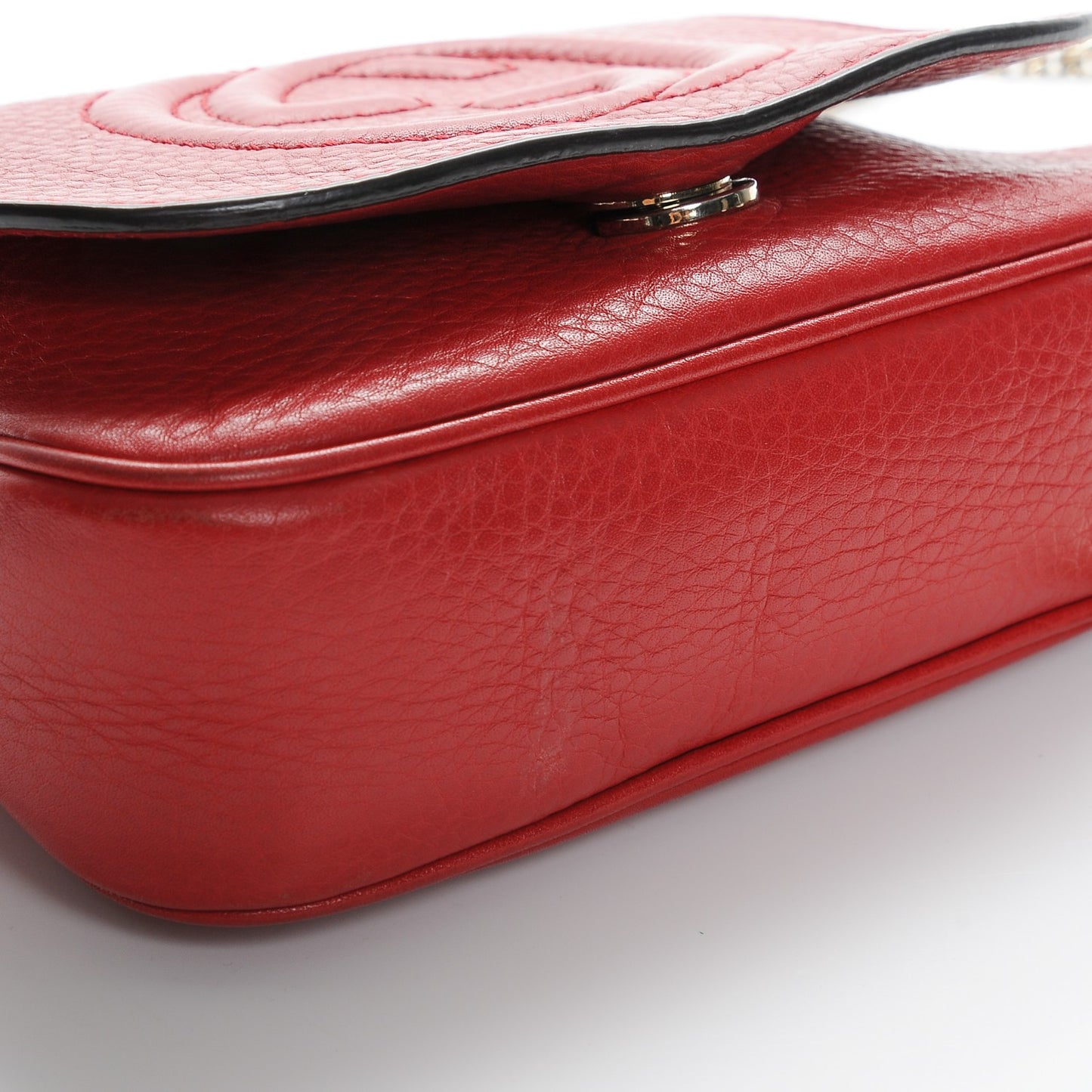 Pebbled Calfskin Small Soho Flap Crossbody Red