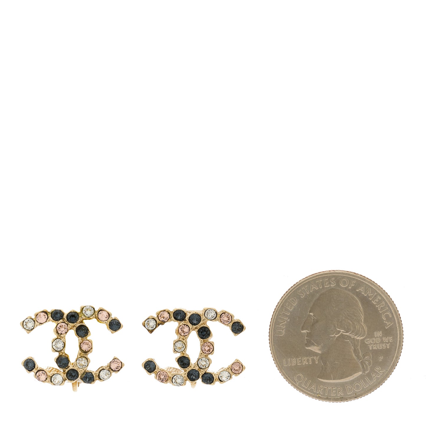 Crystal CC Clip On Earrings Gold Grey